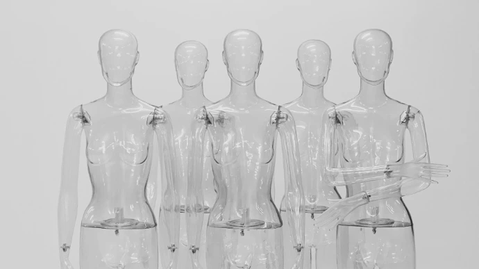 clear glass bottles on white background